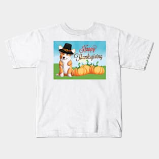 Cute Corgi Thanksgiving Kids T-Shirt